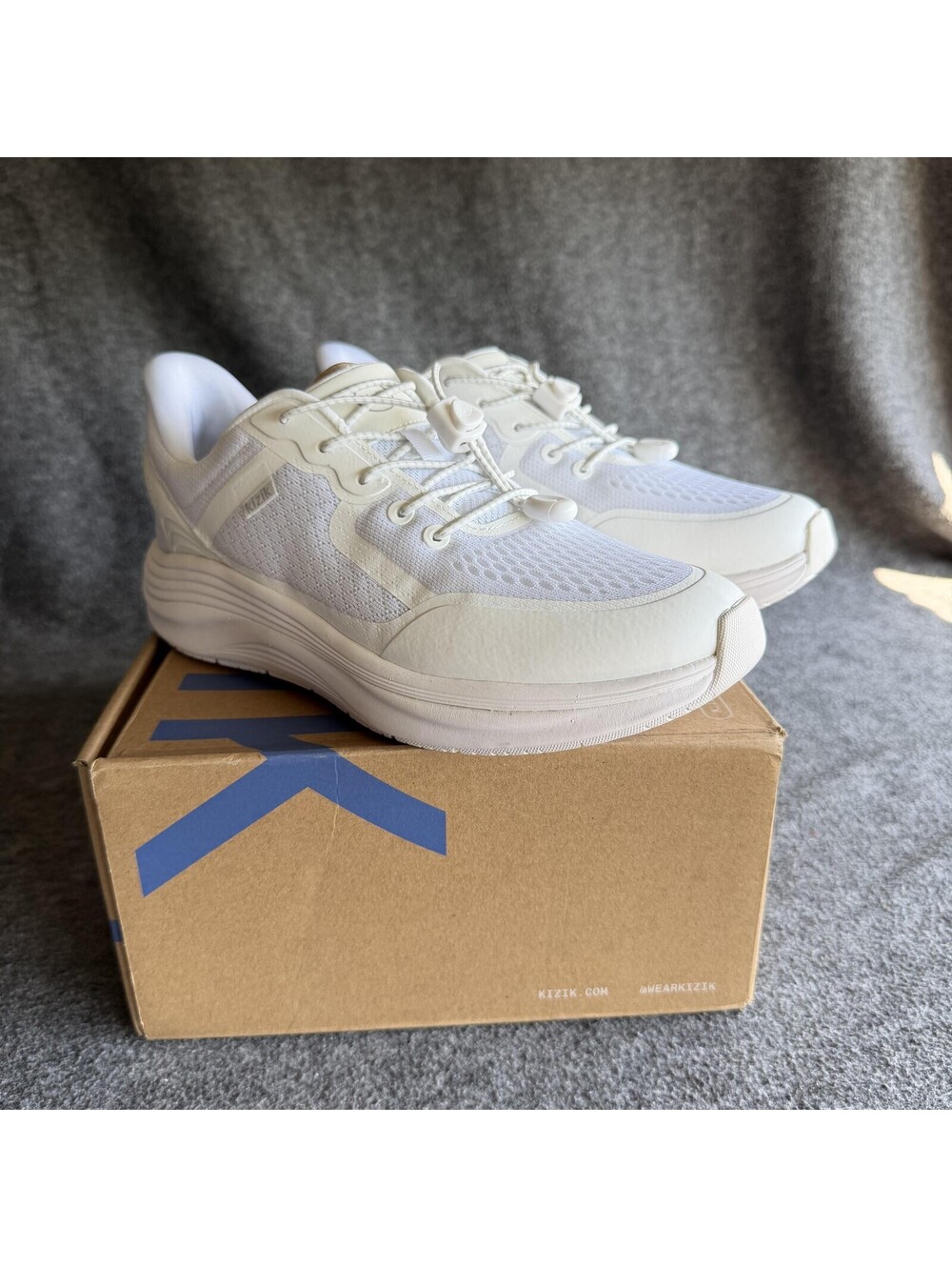 Kizik London Shoes Womens Size 9.5 White Mesh Walking Sneakers Slip On Wide